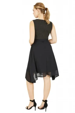 Mini Dresses^Mela London Gold Sparkle Dress With Woven Skirt Black