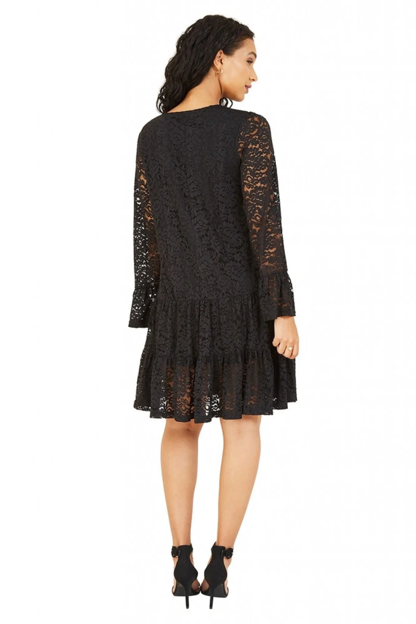 Mini Dresses^Mela London Lace Smock Dress Black