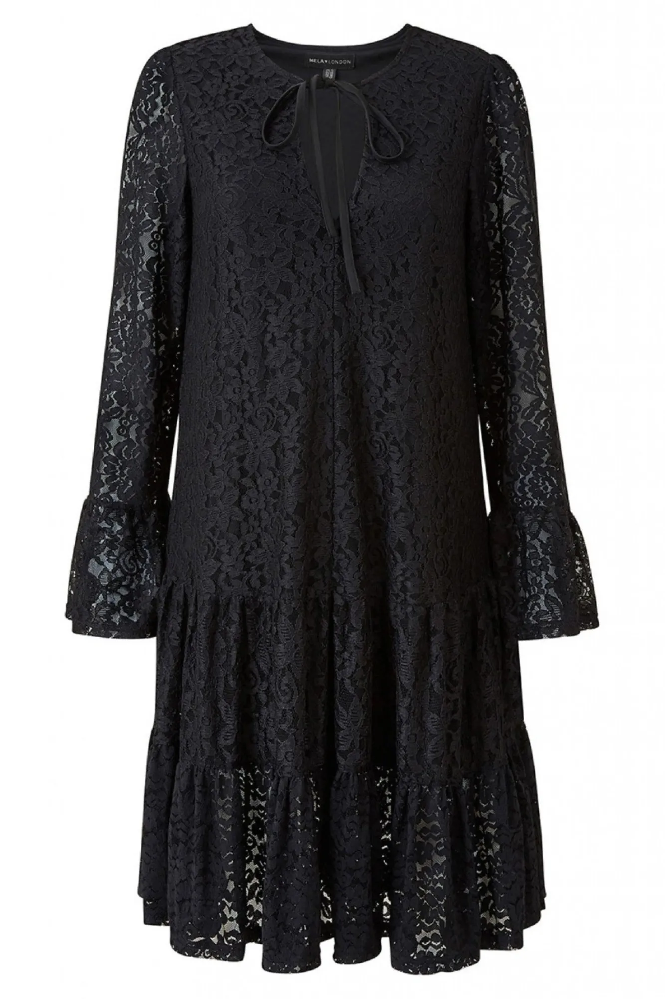 Mini Dresses^Mela London Lace Smock Dress Black