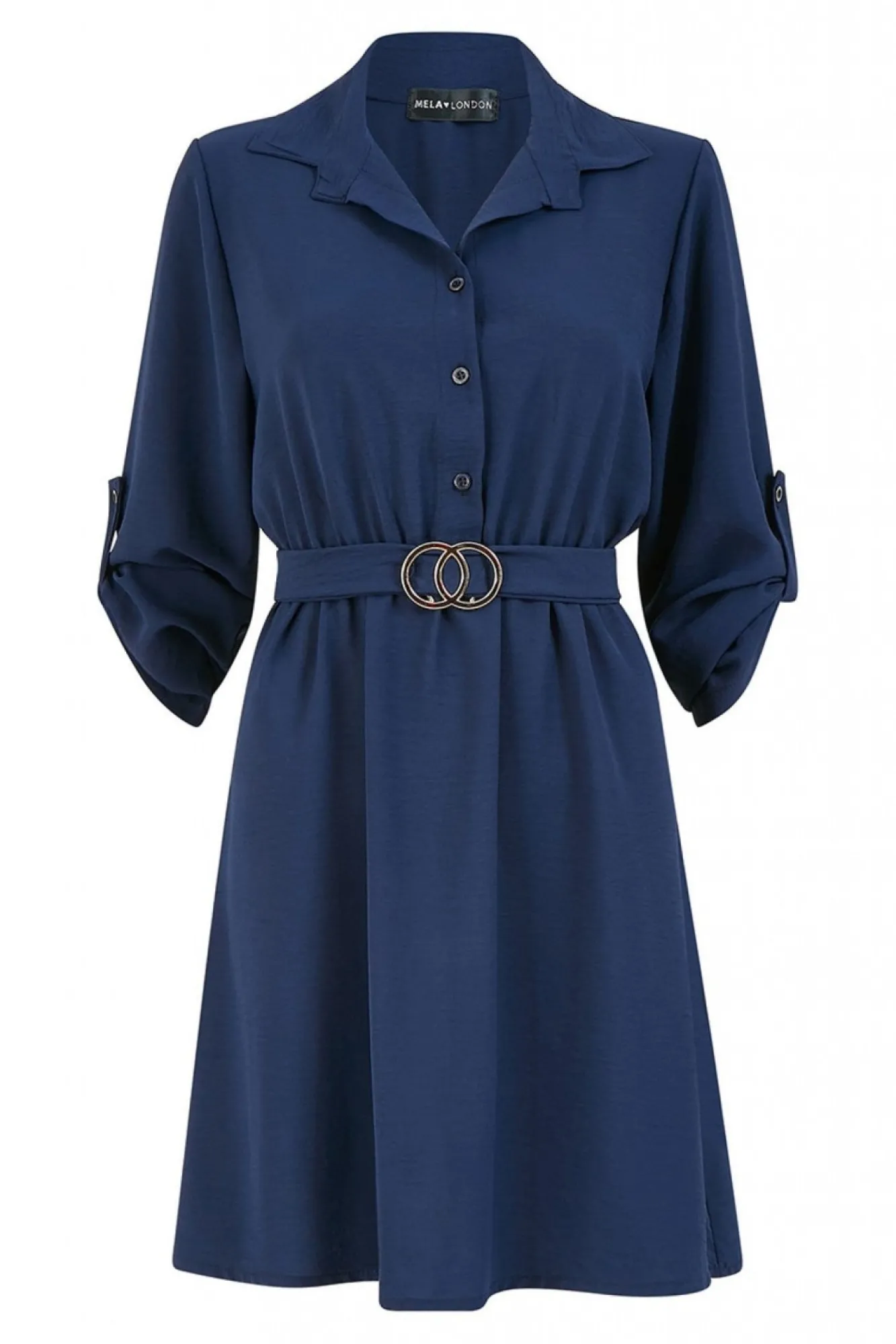 Mini Dresses^Mela London Navy Belted Shirt Dress Blue