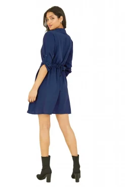 Mini Dresses^Mela London Navy Belted Shirt Dress Blue