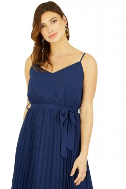 Midi Dresses^Mela London Navy Pleated Strappy Midi Dress Blue