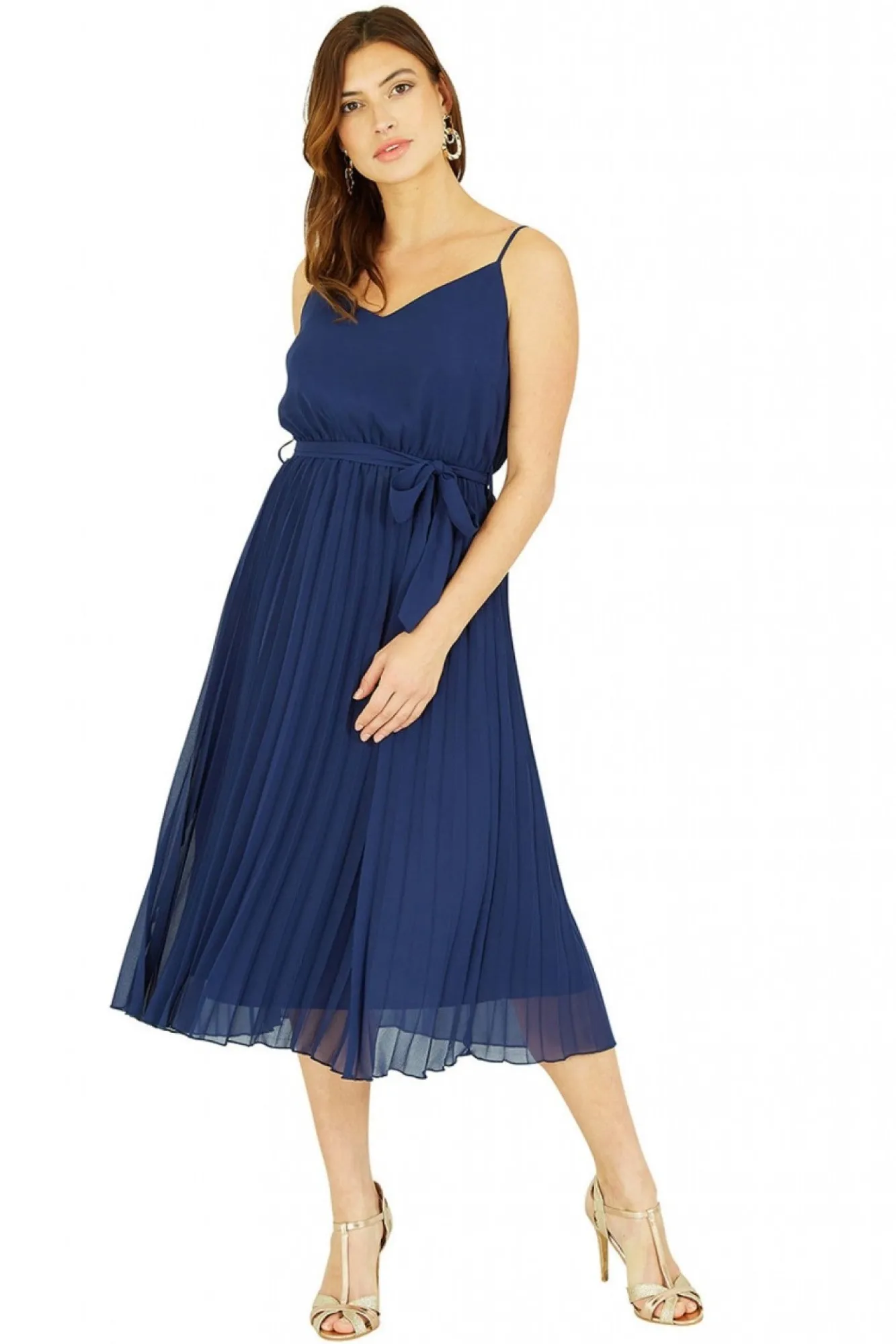 Midi Dresses^Mela London Navy Pleated Strappy Midi Dress Blue