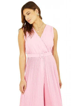 Jumpsuits^Mela London Pleated Jumpsuit With Belt Pink