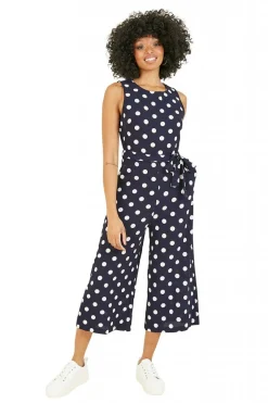 Jumpsuits^Mela London Polka Dot Culotte Jumpsuit Navy