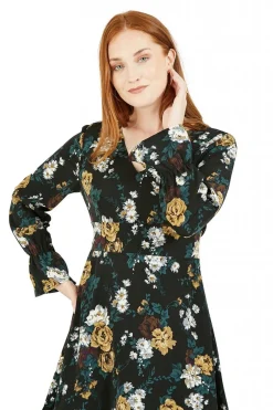 Mini Dresses^Mela London Rose Skater Dress With Frill Hem Black