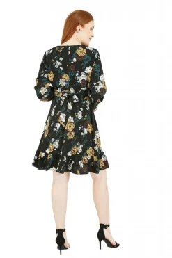 Mini Dresses^Mela London Rose Skater Dress With Frill Hem Black