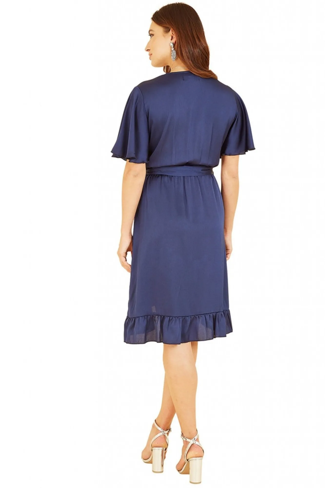 Mini Dresses^Mela London Satin Wrap Dress Navy
