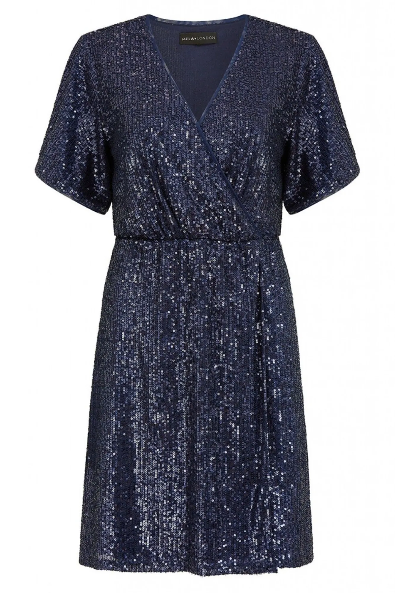 Mini Dresses^Mela London Sequin Kimono Sleeve Wrap Dress Navy