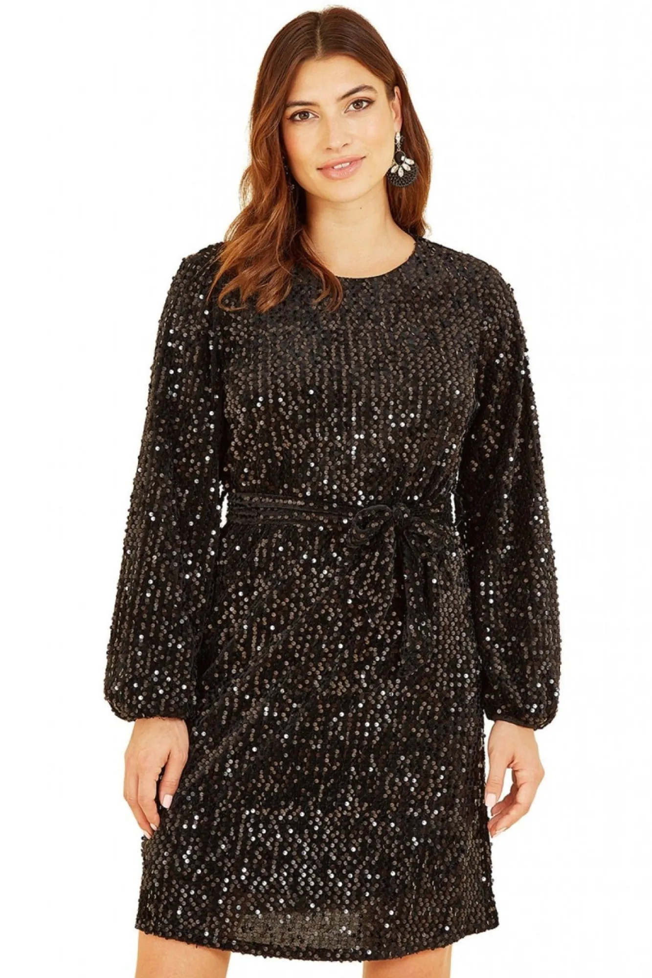 Mini Dresses^Mela London Sequin Smock Dress Black