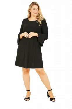 Mini Dresses^Mela London Sparkle Tunic With Fluted Sleeves Black