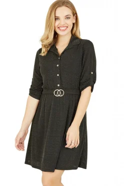 Mini Dresses^Mela London Sparkly Shirt Dress Black