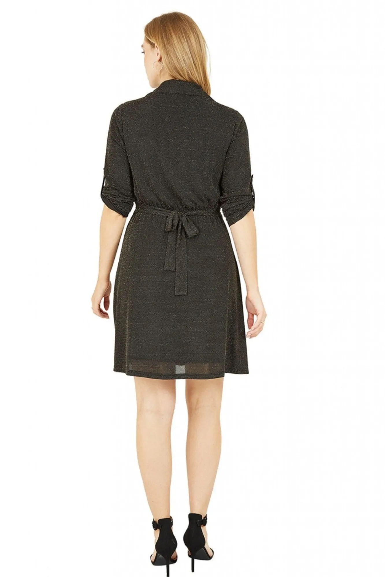 Mini Dresses^Mela London Sparkly Shirt Dress Black