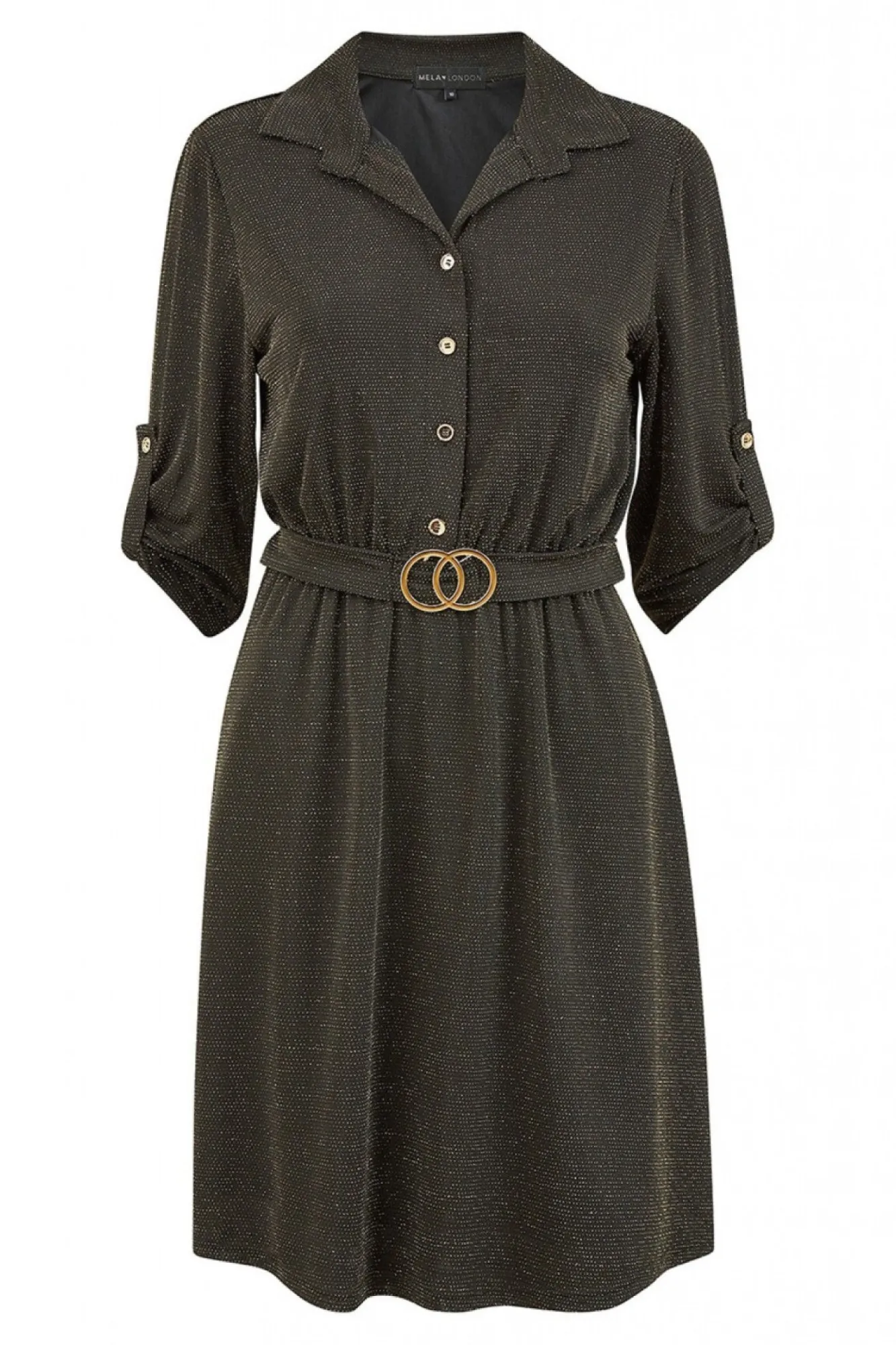 Mini Dresses^Mela London Sparkly Shirt Dress Black