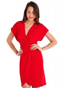 Mini Dresses^Mela London Wrap Front Dress Red