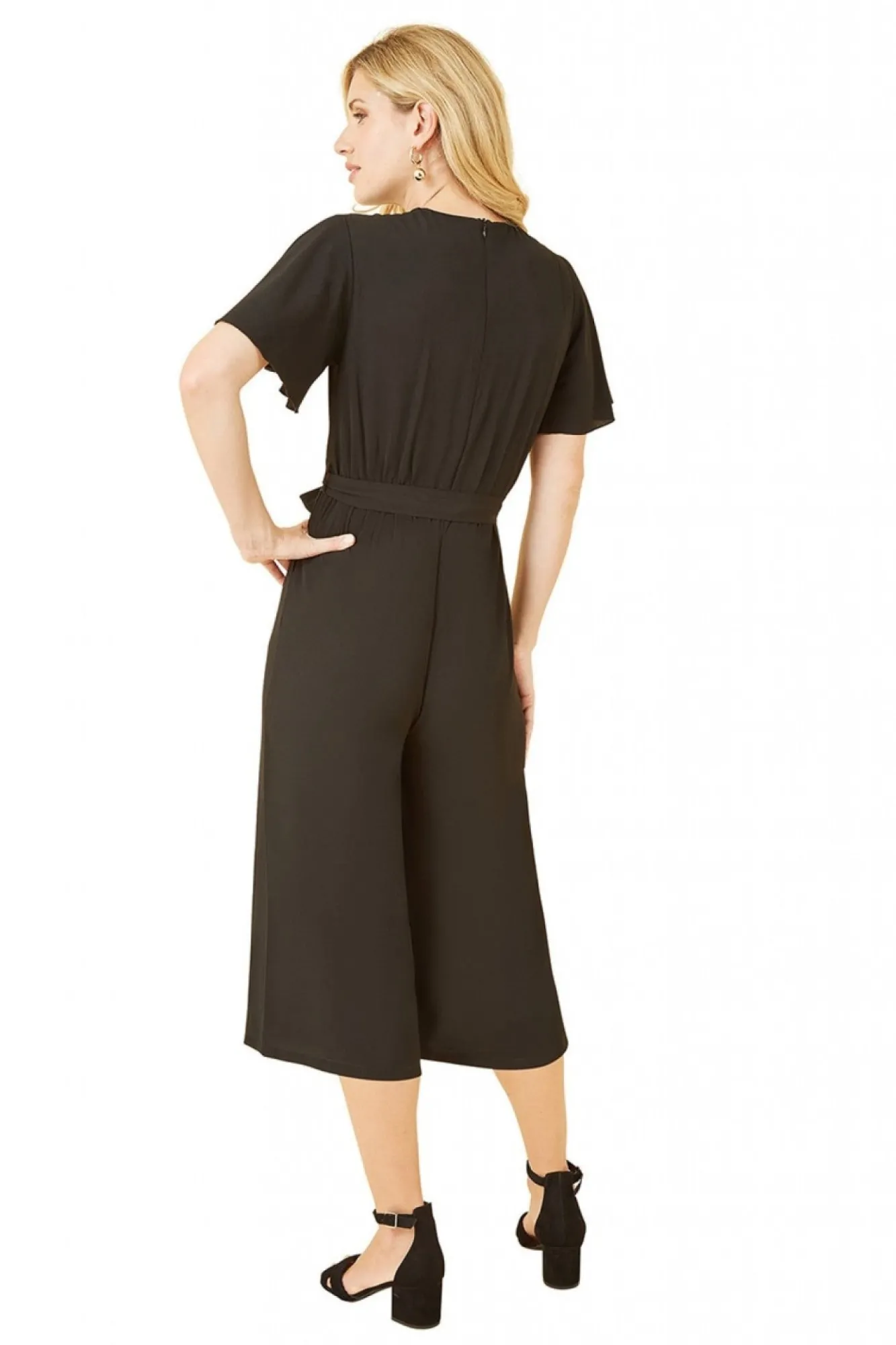Jumpsuits^Mela London Wrap Over Jumpsuit With Angel Sleeve Black