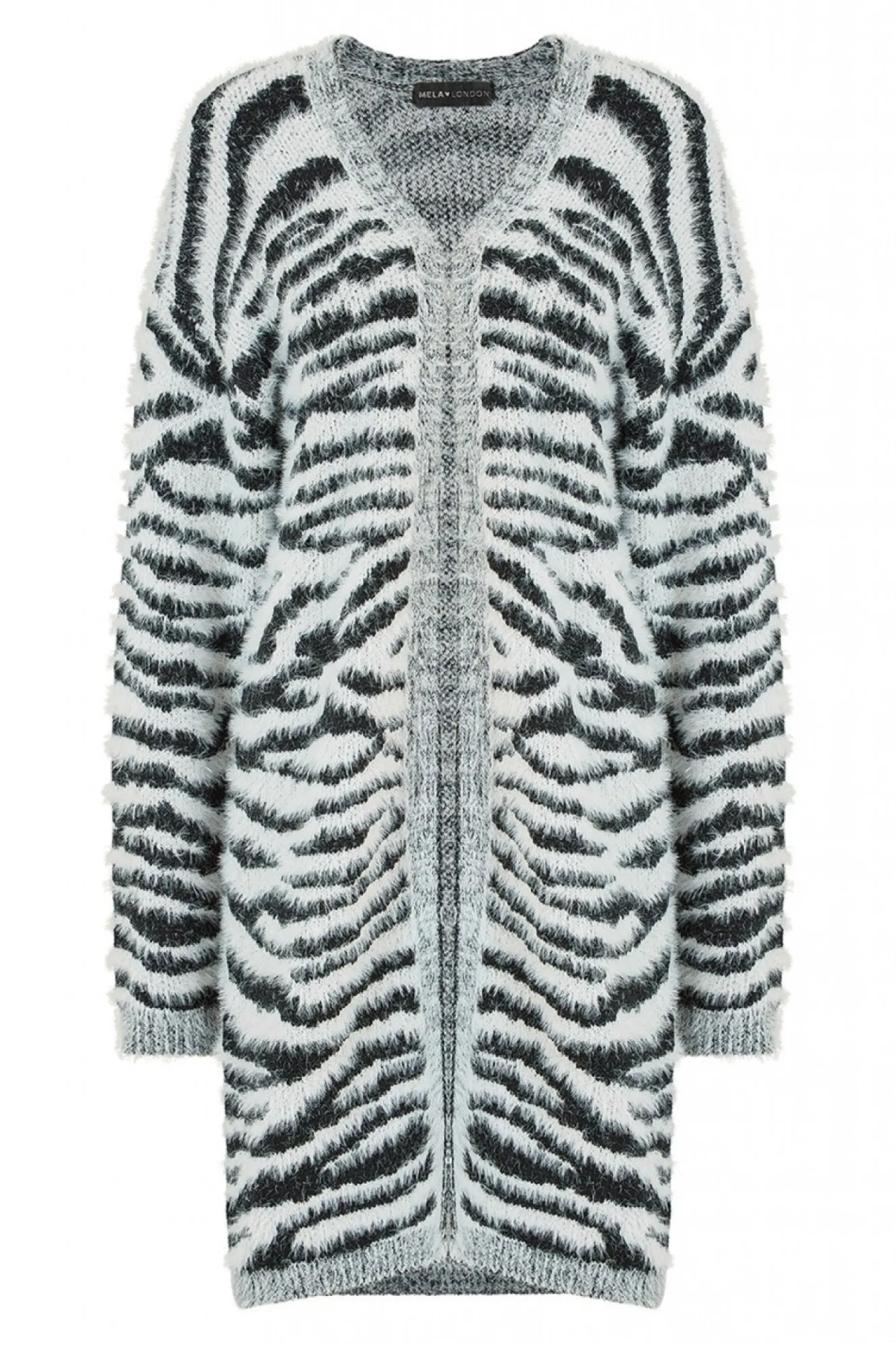 Cardigans^Mela London Zebra Knitted Edge To Edge Cardigan Black