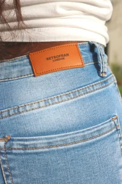 Trousers^SETSOFRAN London High Waist Shape Skinny Jeans Distressed Light Blue