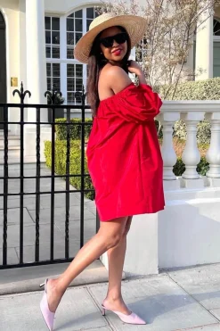 Mini Dresses^SETSOFRAN London Off Shoulder Dress Red