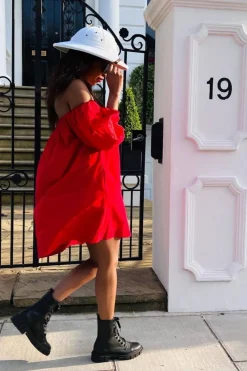 Mini Dresses^SETSOFRAN London Off Shoulder Dress Red