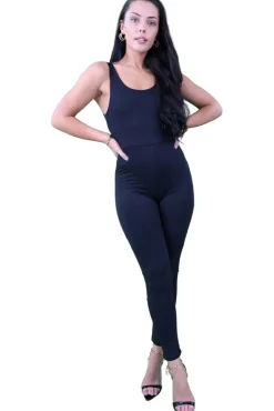Jumpsuits^Signage Double Layered Sleeveless Jumpsuit Black