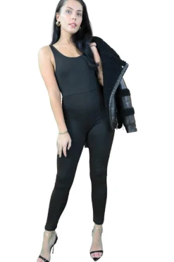 Jumpsuits^Signage Double Layered Sleeveless Jumpsuit Black