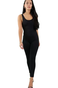 Jumpsuits^Signage Double Layered Sleeveless Jumpsuit Black