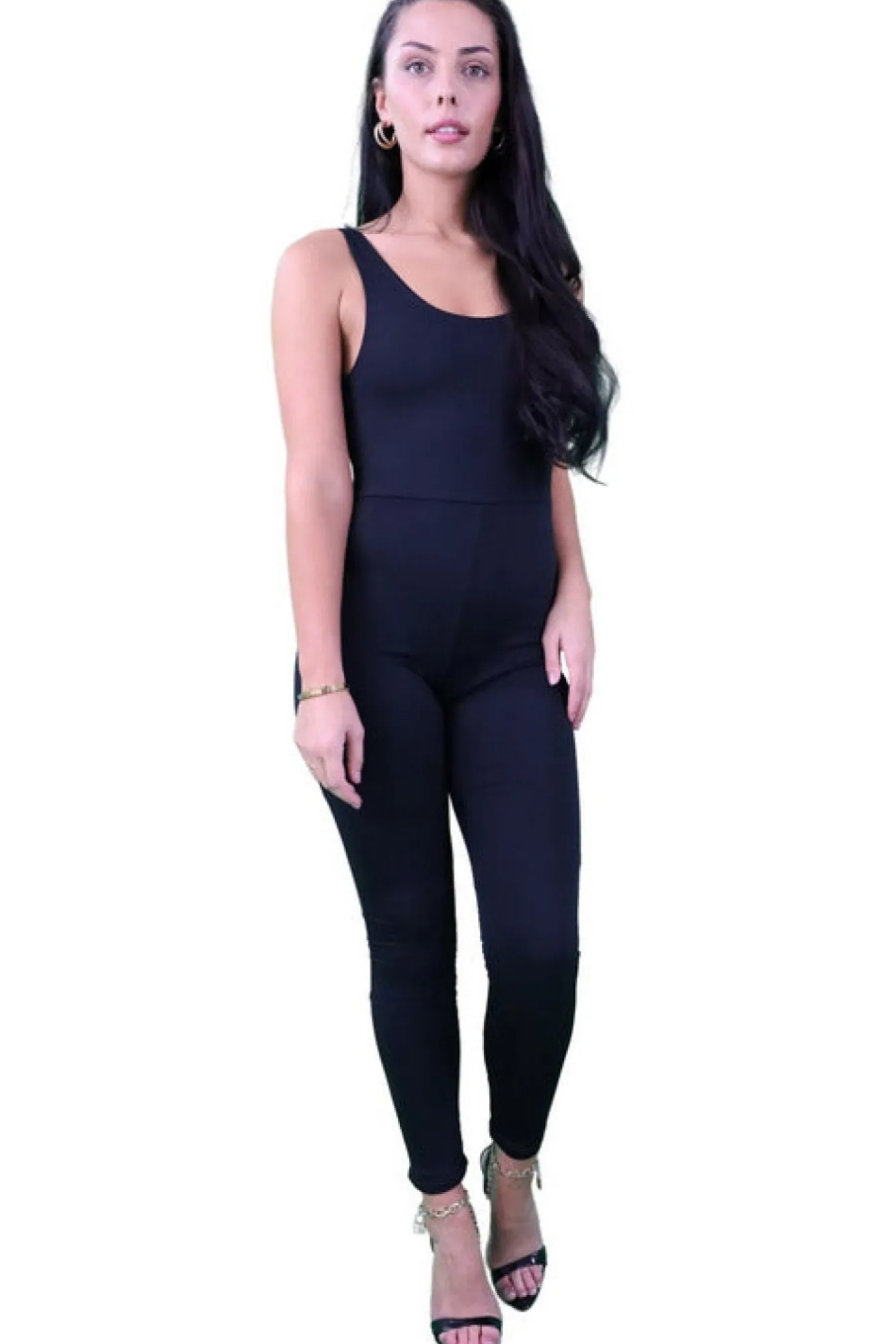 Jumpsuits^Signage Double Layered Sleeveless Jumpsuit Black