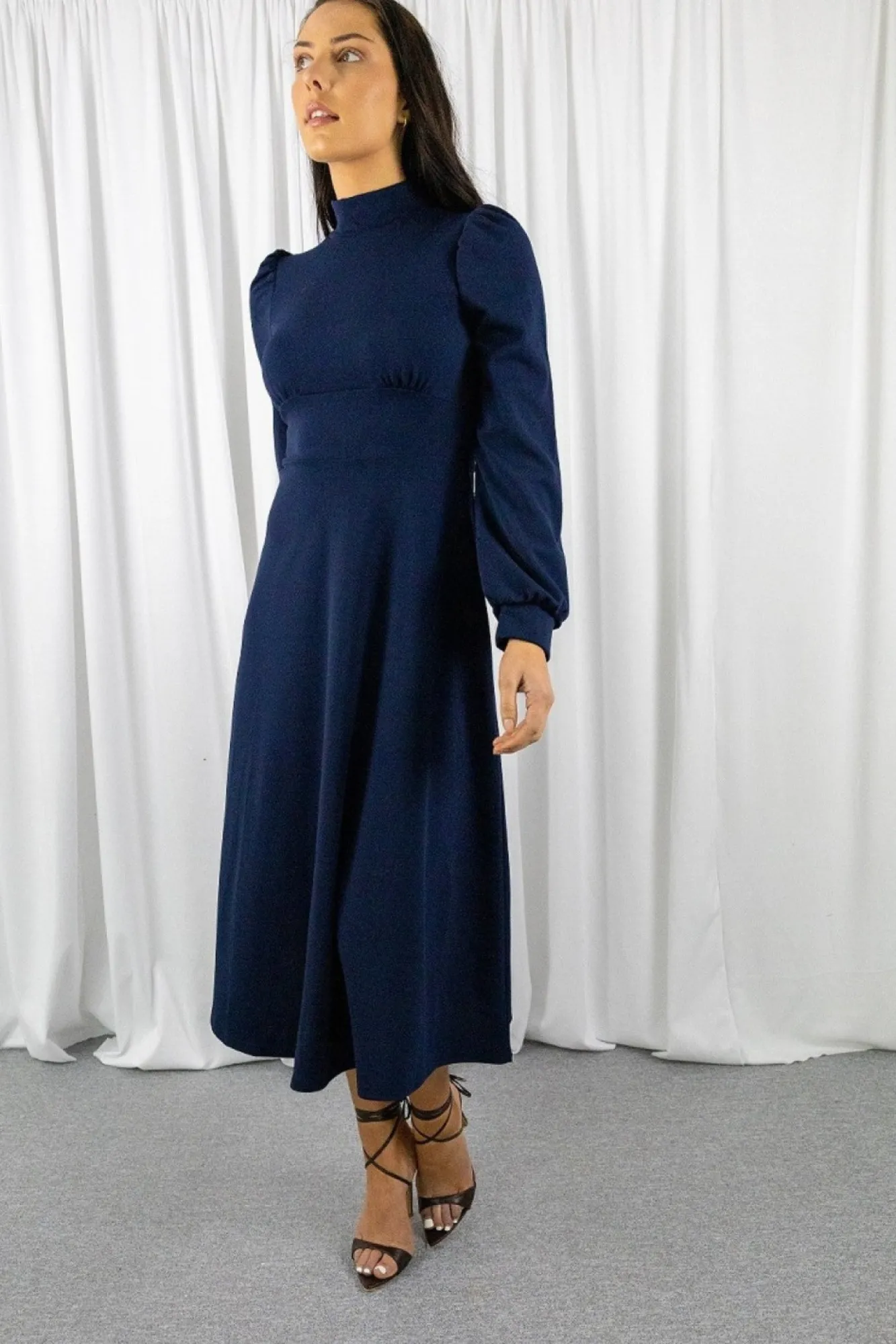 Midi Dresses^Signage Long Sleeve Turtle Neck Midi Dress Navy