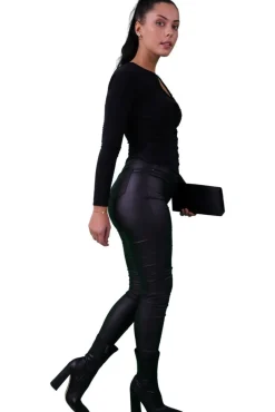 Trousers^Signage Pu Legging Casual Black
