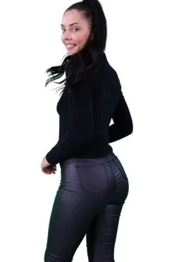 Trousers^Signage Pu Legging Casual Black