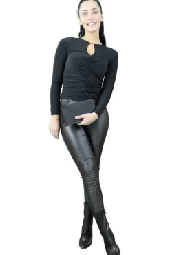 Trousers^Signage Pu Legging Casual Black