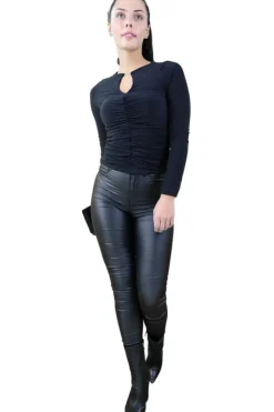 Trousers^Signage Pu Legging Casual Black