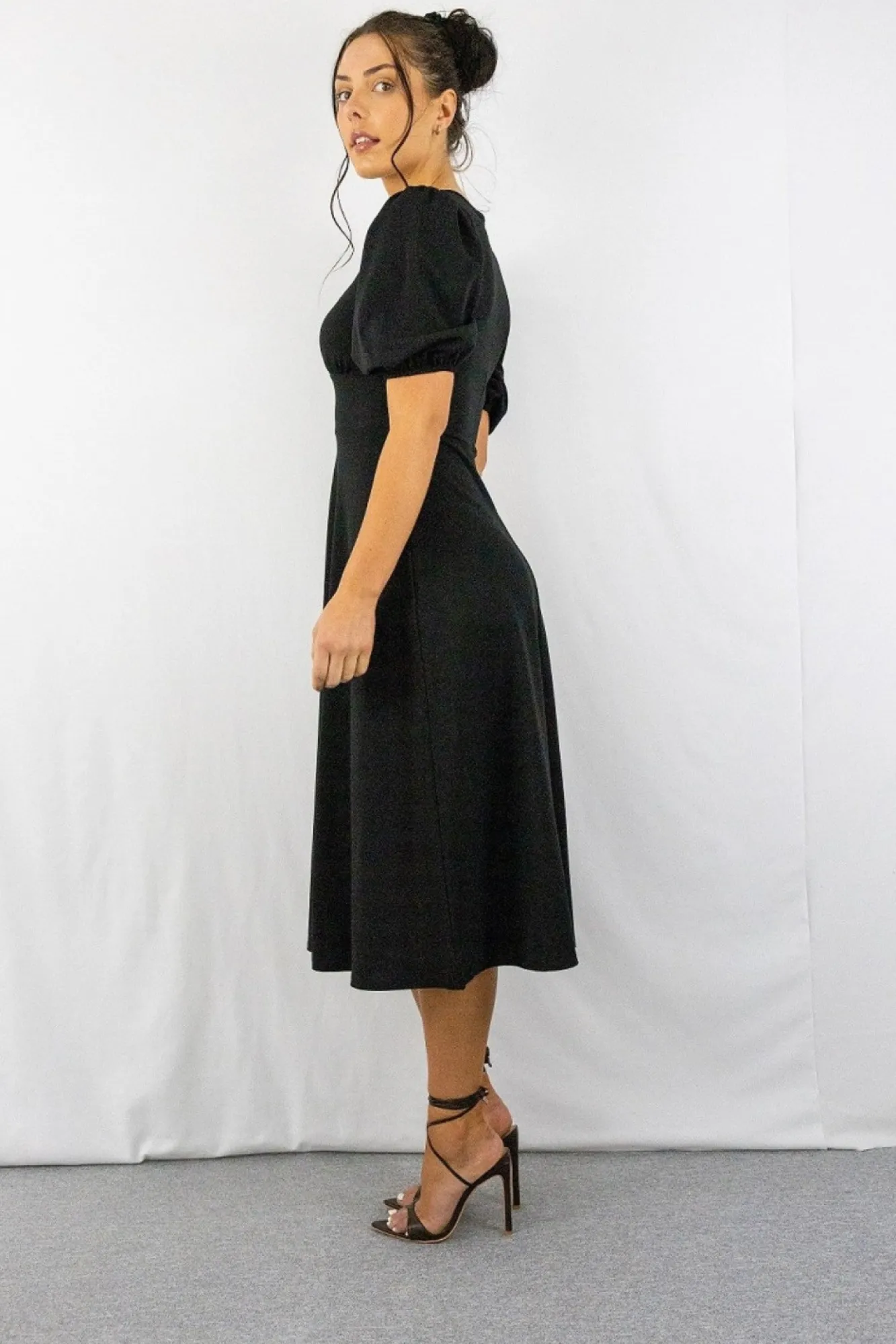 Mini Dresses^Signage Round Neck Mini Dress Black
