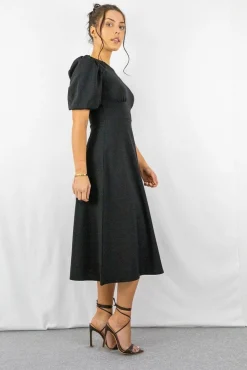 Mini Dresses^Signage Round Neck Mini Dress Black