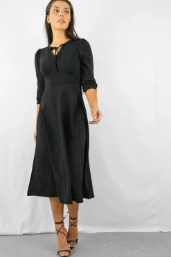 Midi Dresses^Signage Tie Keyhole Front Midi Dress Black
