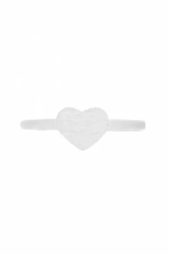 Jewellery^White Leaf Heart Ring In Matt Silver