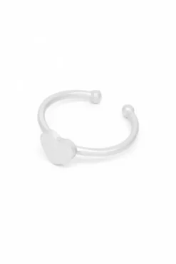 Jewellery^White Leaf Heart Ring In Matt Silver