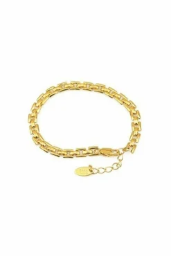Jewellery^White Leaf Square Chain Link Bracelet In Gold