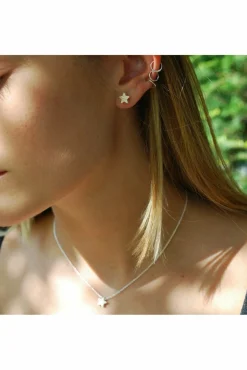 Jewellery^White Leaf Star Earring In Silver