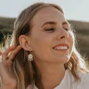 Jewellery^Wisteria London Amaya Evil Eye Huggie Hoop Earrings White