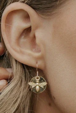 Jewellery^Wisteria London Bee Coin Earrings Gold