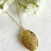 Jewellery^Wisteria London Blossom Flower Oval Locket Gold