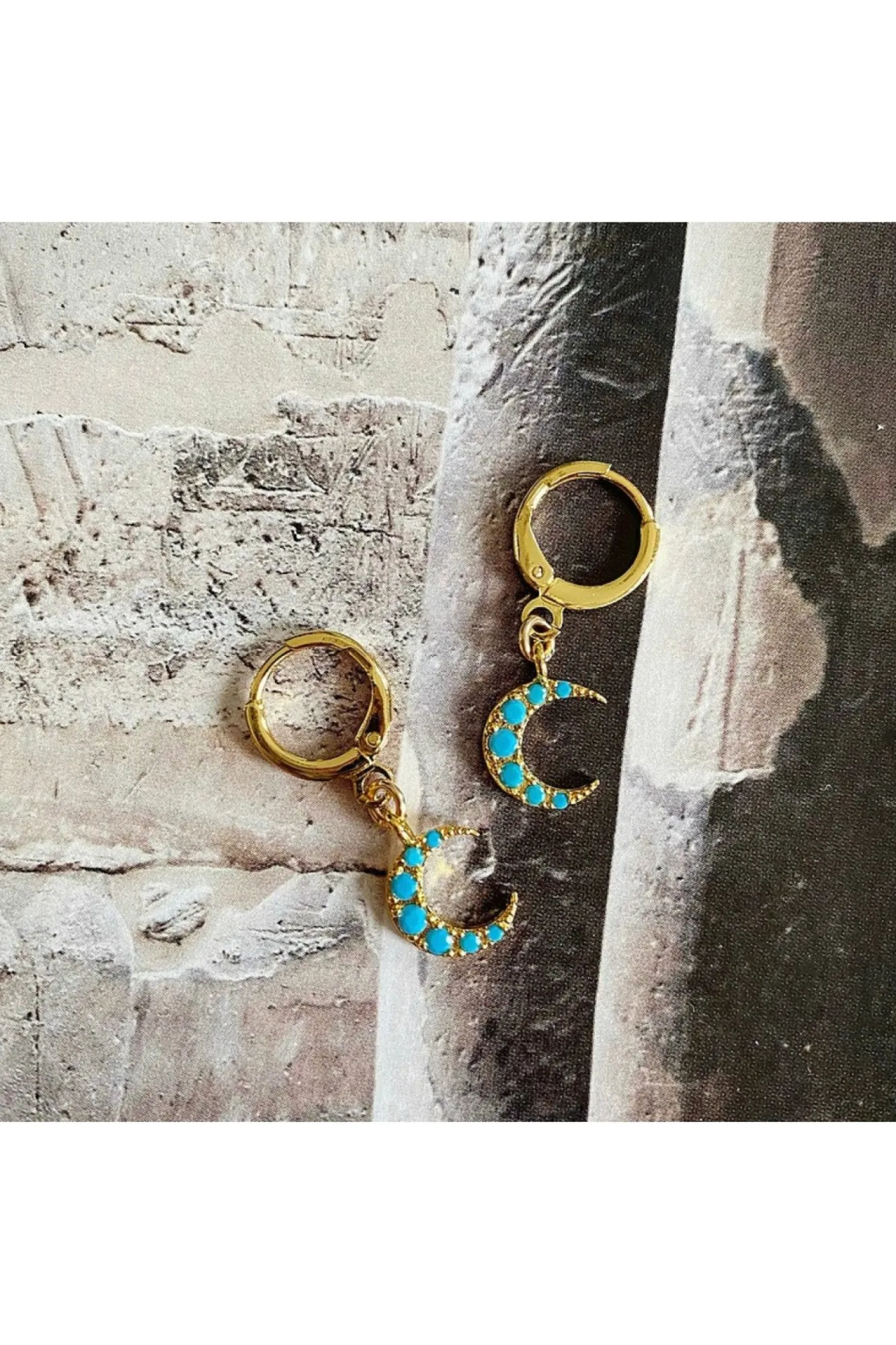 Jewellery^Wisteria London Cadence Turquoise Huggie Hoop Earrings Blue