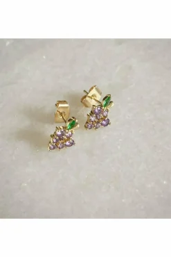 Jewellery^Wisteria London Dainty Grape Stud Earrings Purple
