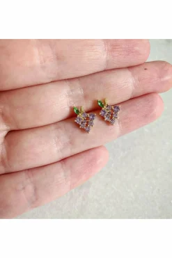 Jewellery^Wisteria London Dainty Grape Stud Earrings Purple