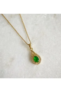 Jewellery^Wisteria London Esmeralda Teardrop Necklace Green
