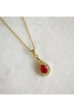 Jewellery^Wisteria London Esmeralda Teardrop Necklace Red