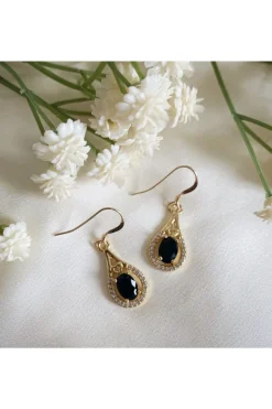 Jewellery^Wisteria London Esmeralda Teardrop Earrings Black