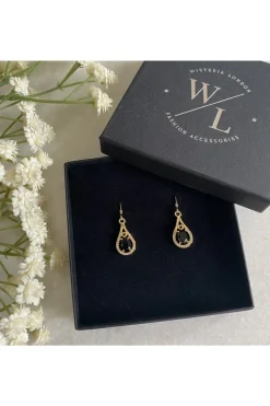 Jewellery^Wisteria London Esmeralda Teardrop Earrings Black